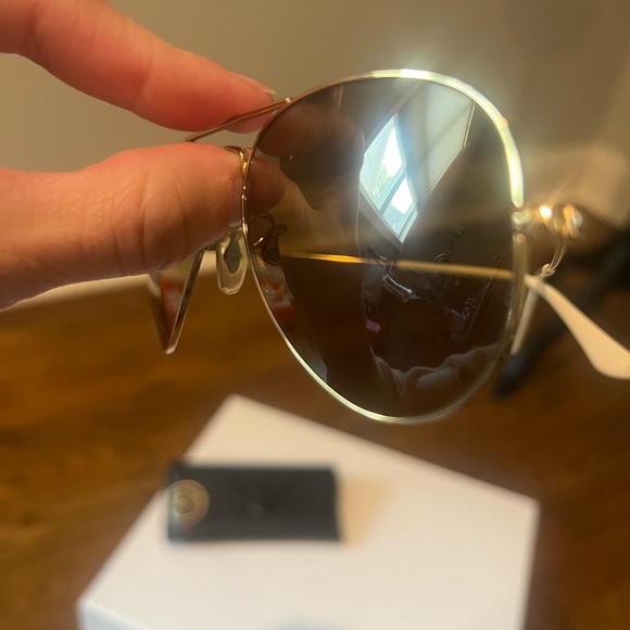 Ray-ban RB3025 55mm Large Metal Aviator Glasses Brown Gold White with Case - Picture 3 of 13